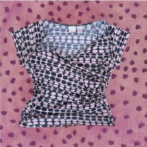 Y2K Xhilaration Pink Polkadot Babydoll Top